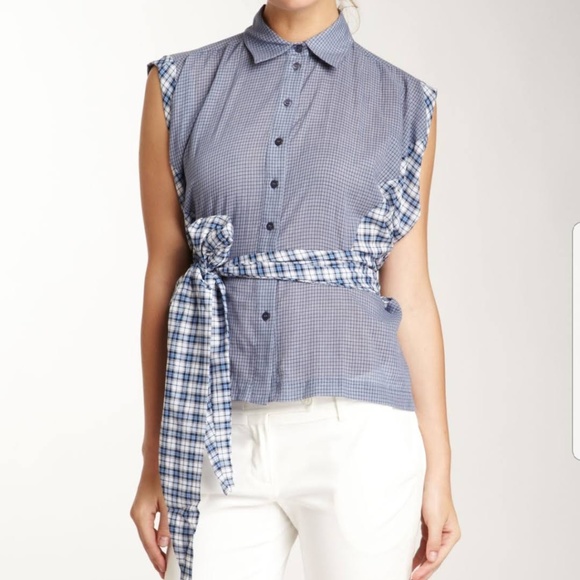 L.A.M.B. Womens 8 Gingham Button Down Wrap Shirt - Picture 8 of 8